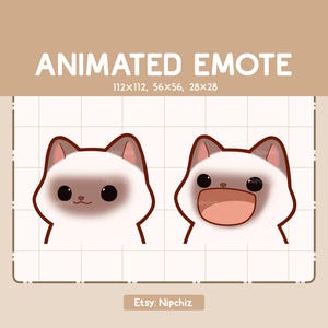 Emote animé mignon chat siamois bouche ouverte fermée - adorable émoticône chibi - émoticône kawaii pour le streaming - émoticône dessin animé