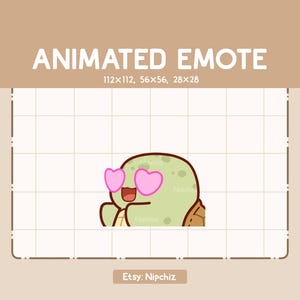 Animated Emote Adorable Turtle in Love is Chasing - Chibi Cartoon Emote - Ready to Use - Funny Emote