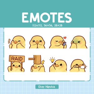 Chick Emotes 8 Pack / Chibi Chick Emotes for Streamer / Kawaii Emoji Set