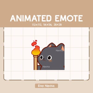 Animated Emote Black Cat Walking and Holding a Torch - Cartoon Emote - Funny Emote for Streaming - Ready to Use