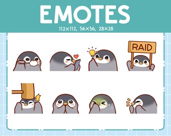 Penguin Emotes / 8 Cute Penguin Bundle / Emotes for Streamer Kawaii Emoji Pack