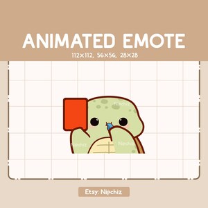 Emote animée Adorable tortue mignonne soufflant dans un sifflet et montrant un carton rouge - Emote drôle kawaii - Emote adorable