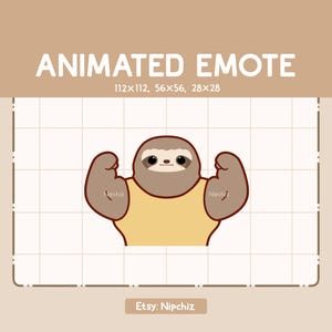 Animated Emote Sloth is Flexing his Muscle / Kawaii Emote / Adorable Emote for Streaming / Ready to Use