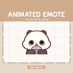 Adorable emoticón animado de panda bebiendo boba / Adorable emoticón de dibujos animados / Listo para usar / Lindo emoticón