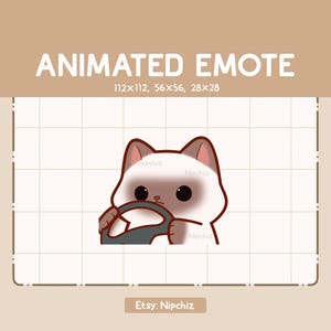 Animated Emote Siamese Cat is Steering Wheel / Chibi Funny Emote / Emote for Streaming / Cartoon Emote