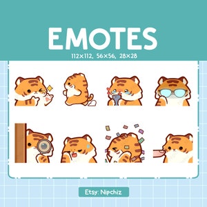 Cute Tiger Emotes | 8 Emotes for Streamer | Cute Tiger Emote Pack | Funny Emotes