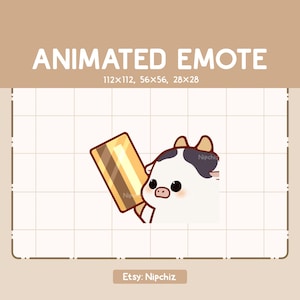 Animated Emote Adorable Cute Cow Gladly Giving His Card / Kawaii Cartoon Emote / Chibi Emote For Streamer / Ready to Use