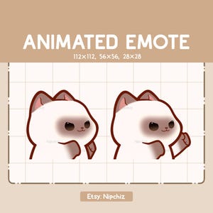 Emote animée chibi chat siamois frappant rapidement / prête à l'emploi / émoticône drôle kawaii / émoticône mignon dessin animé