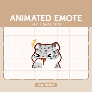 Animated Emote Snow Leopard is Laughing - Cartoon Funny Emote - Kawaii Emote