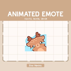 Animated Emote Sad Deer is Crying a Lot of Tears with Teary Eyes / Cartoon Cute Emote / Chibi Emote for Streamer / Kawaii Emote