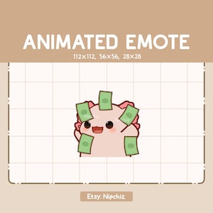 Animated Emote Adorable Happy Fancy Axolotl / Adorable Kawaii Emote / Cartoon Emote for Streaming