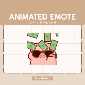 Animated Emote Cute Fancy Pig With The Cool Glasses / Adorable Funny Emote - Cartoon Emote for Streaming - Cute Emote