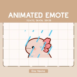 Animated Emote Adorable Axolotl is Waiting Through The Rainy Weather / Adorable Funny Emote - Cartoon Emote