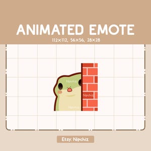 Animated Emote Adorable Frog is Peeking Through the Wall Corner Curiously - Cute Funny Emote - Ready to Use - Kawaii Emote