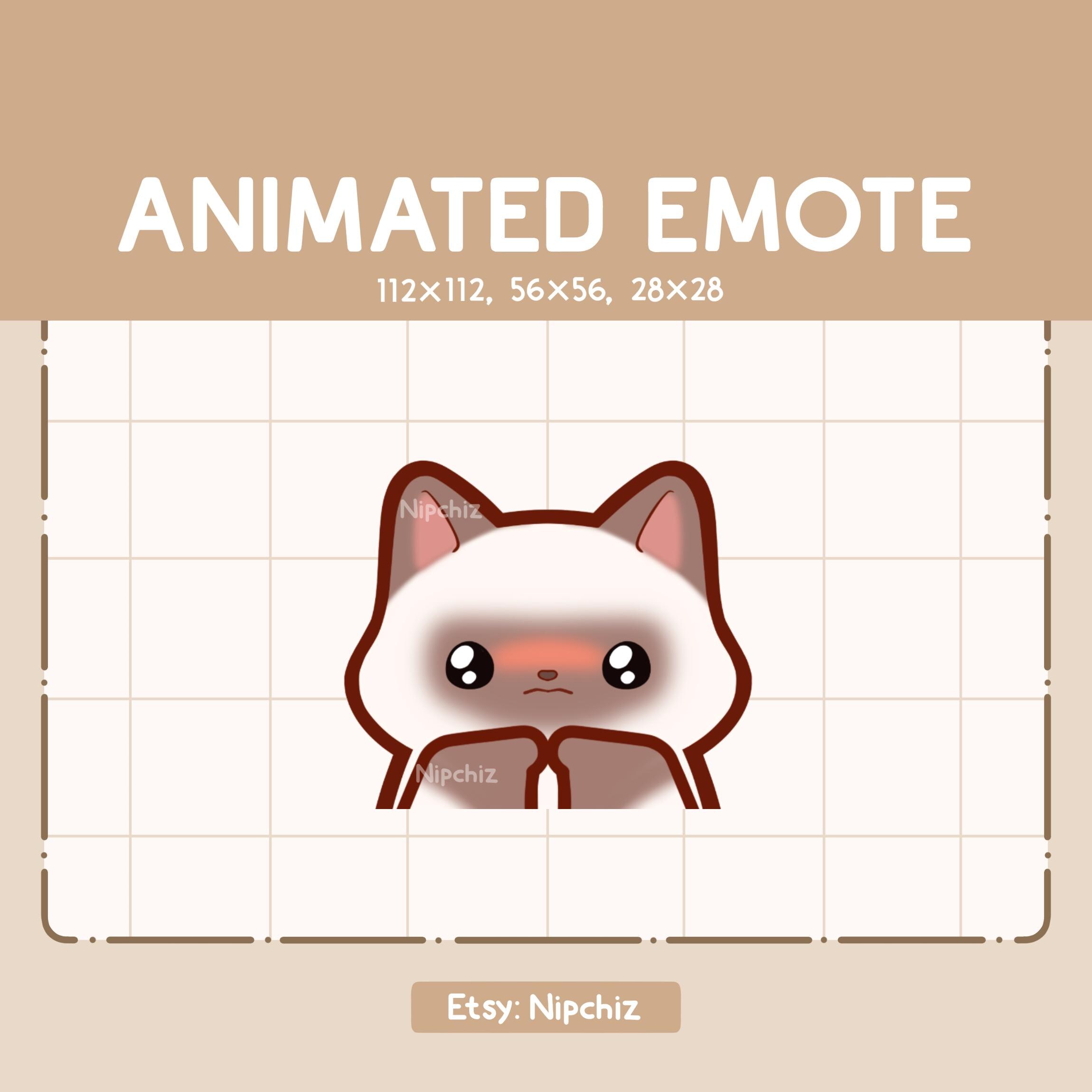 Animated Emote Adorable Siamese Cat Shy and Begging - Chibi Emote for ...