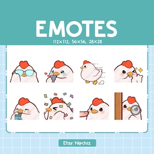 Cute Chicken Emotes | 8 Emotes for Streamer | Cute Chicken Emote Pack | Funny Emotes