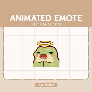 Animated Emote Cute Frog is Praying Seriously - Kawaii Cartoon Emote - Chibi Emote