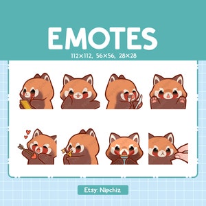 Emoticones de panda rojo / Paquete de emojis lindos / 8 emotes de panda rojo para transmisión / Paquete de emotes