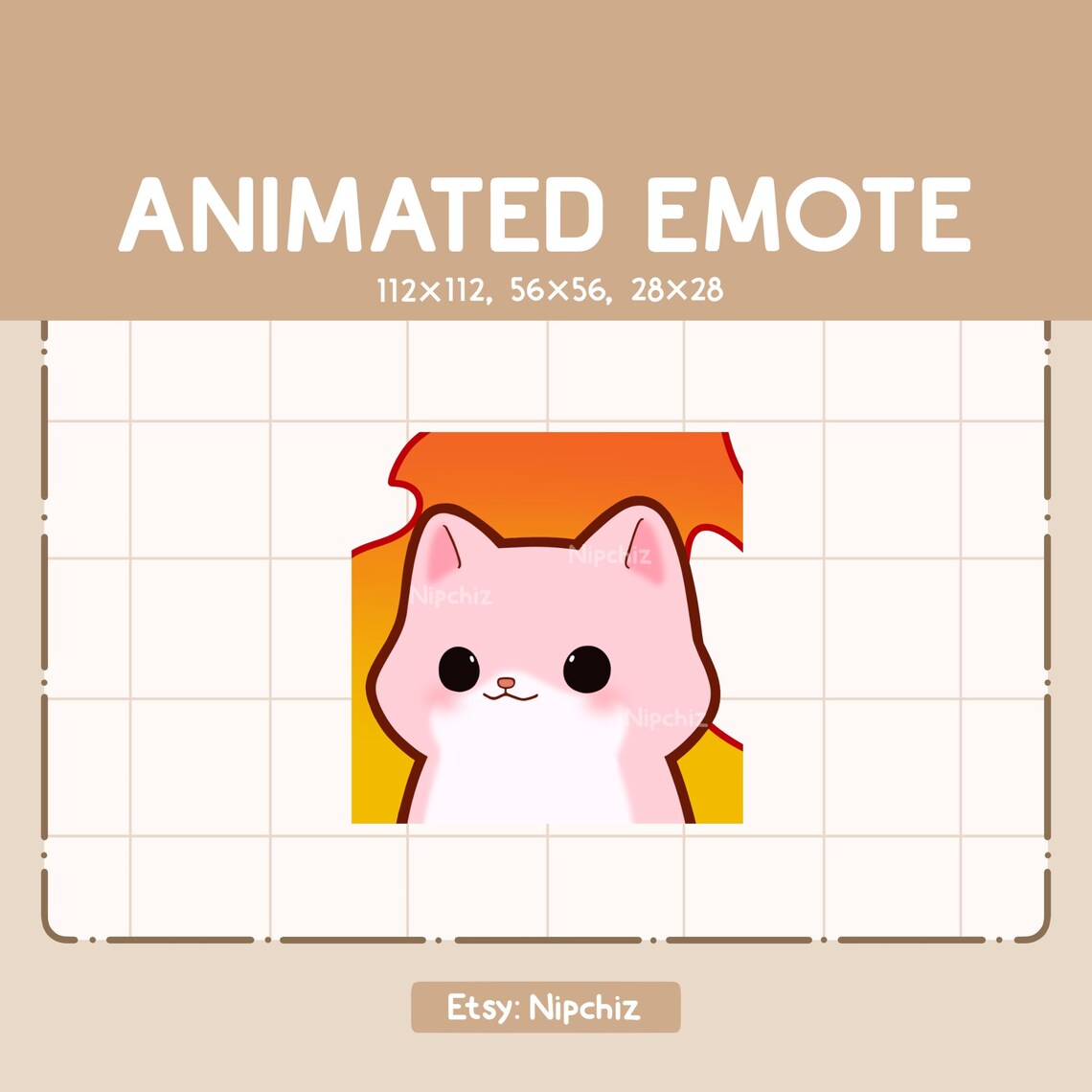 Animated Emote Chibi Relaxed and Calm Pink Cat / Adorable Chibi Emote ...