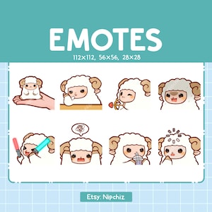 Chibi-schaap-emotes voor streaming - (8) kawaii-emotes – schattige babyschaap-emotebundel – grappige emotes