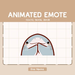 Gesto animado: Chibi Shark tiene un plan con cara intrigante / Gesto para Streamer / Listo para usar / Gesto animal de cartón