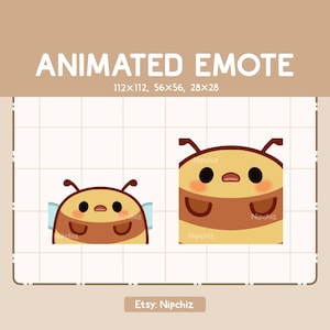 Animated Emote Cute Zoomed In Bee is Being Astonished / Kawaii Cartoon Emote / Chibi Emote For Streamer / Ready to Use