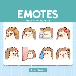 Cute Hedgehog Emotes | 8 Emotes for Streamer | Cute Hedgehog Emote Pack | Funny Emotes