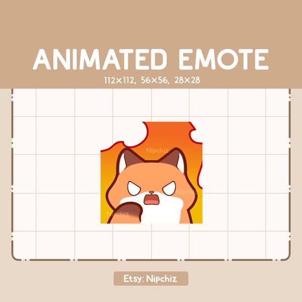 Gesto animado: zorro kawaii en llamas. Gesto adorable de dibujos animados. Gesto Chibi Kawaii. Listo para usar.