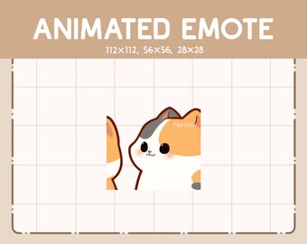 Animated Emote Chibi Calico Cat is Running Forward / Ready to Use / Funny Kawaii Emote / Cartoon Cute Emote