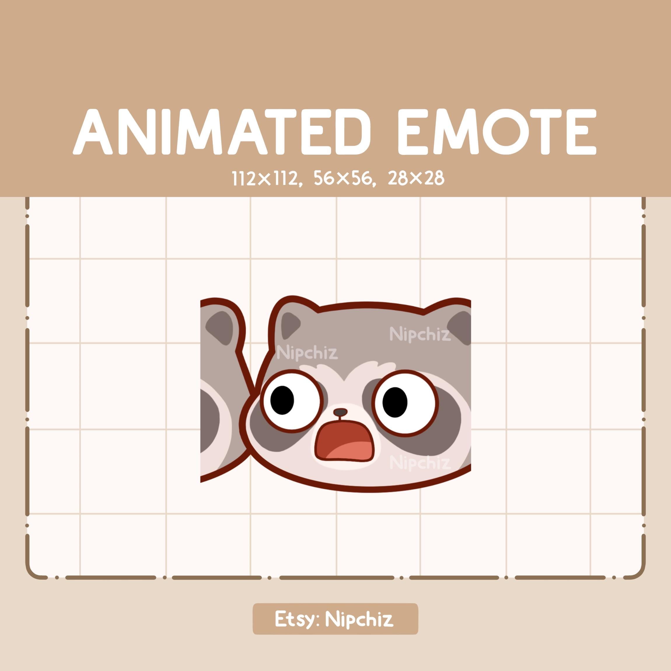 Animated Emote Chibi Shocked Raccoon is Surprised / Kawaii Cute Emote ...