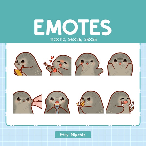 Seals Emotes / Cute Emoji Pack / 8 Baby Seals Emotes for Streaming / Bundle Emotes
