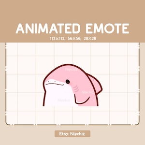 Emote animée Requin rose mignon marchant vers l'avant / Emote adorable dessin animé / Prêt à l'emploi / Emote joyeux