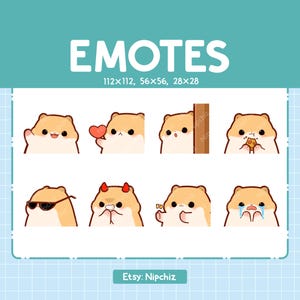 Golden Hamster Emotes / Cute Emoji Pack / 8 Golden Hamster Emotes for Streaming / Bundle Emotes