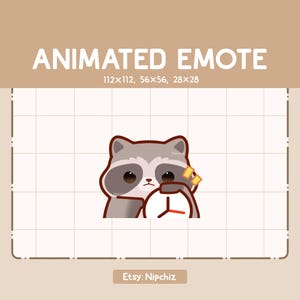 Animated Emote Angry Raccoon Time is Up / Chibi Emote for Streamer/ Cartoon Emote