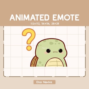 Animated Emote Confused Turtle is Trying to Figure Something Out - Funny Cartoon Emote - Ready to Use - Chibi Emote for Streamer