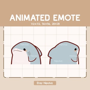 Emoticono animado: adorable tiburón girando en círculos. Emoticono lindo kawaii. Listo para usar. Emoticono para transmisión.
