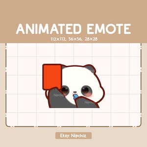 Emote animé Panda soufflant dans un sifflet et montrant un carton rouge / Emote drôle mignon / Emote adorable kawaii / Prêt à l'emploi