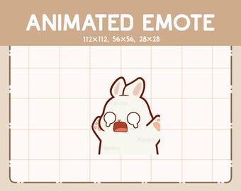 Animated Emote Cute Rabbit is Running while Panicking - Cute Funny Emote - Ready to Use - Kawaii Emote