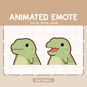 Emote animée Adorable dinosaure Trex, bouche ouverte fermée / Emote à diffuser en continu / Prêt à l'emploi