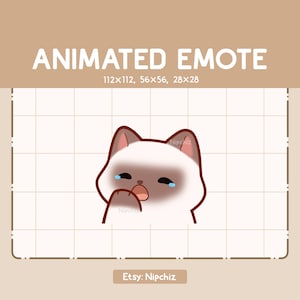 Animated Emote Cute Bored Siamese Cat is Yawning - Adorable Emote - Funny Emote for Streaming - Kawaii Emote