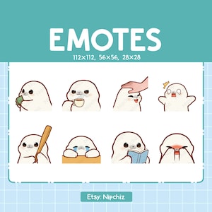 Kawaii Harp Seals Emotes (8) – Cute Emotes for Streamer – Chibi Harp Seals Emoji Bundle