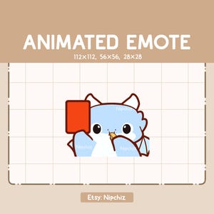 Emote animée Chibi Blue Dragon soufflant dans un sifflet et montrant un carton rouge - Emote drôle - prête à l'emploi