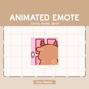 Animowana emotka Jeleń idzie i wchodzi do domu / Zabawna emotka Chibi / Emotka do streamingu / Emotka z kreskówek
