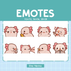 Emotki aksolotla do streamingu | Kawaii Animal Emoji | (8) Uroczy pakiet emotek aksolotla