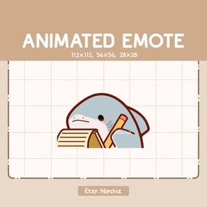 Gesto animado Tiburón lindo está tomando nota / Gesto Kawaii / Listo para usar
