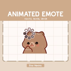 Animated Emote Cute Grizzly Bear Is Confused Showed By A Loading Sign - Emote for Streaming - Ready to Use