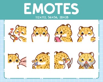 Leopard Emotes / Cute Emoji Pack / 8 Leopard Emotes for Streaming / Bundle Emotes