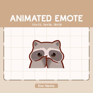 Animowana emotka Szop ma plan z intrygującą twarzą / Śmieszna słodka emotka / Emotka do przesyłania strumieniowego / Kawaii emotka