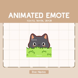 Animated Emote Hiding Black Cat is Appearing From the Shrub / Kawaii Cute Emote / Ready to Use / Emote for Streaming