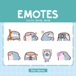 Whale Shark Emotes for Streamer (8) - Kawaii Cute Whale Shark - Emoji Pack for Streaming